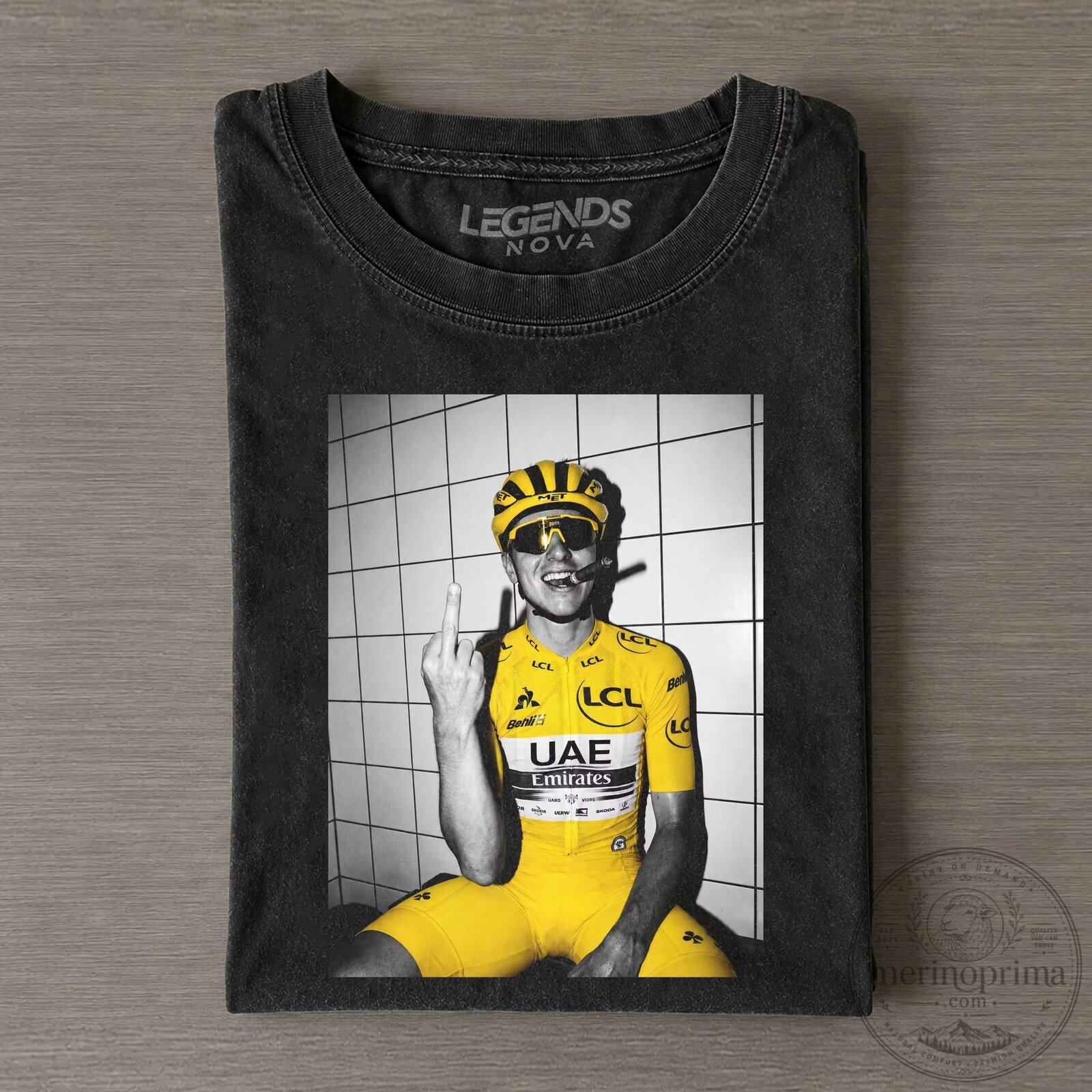 Tadej Pogacar Cycling Champion Middle Finger Graphic T-Shirt
