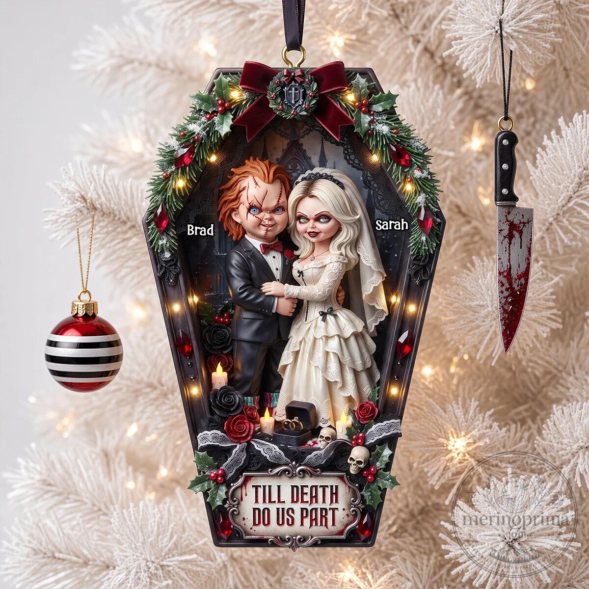 Chucky and Tiffany Till Death Do Us Part Coffin Wedding Ornament 7 Chucky and Tiffany Till Death Do Us Part Coffin Wedding Ornament