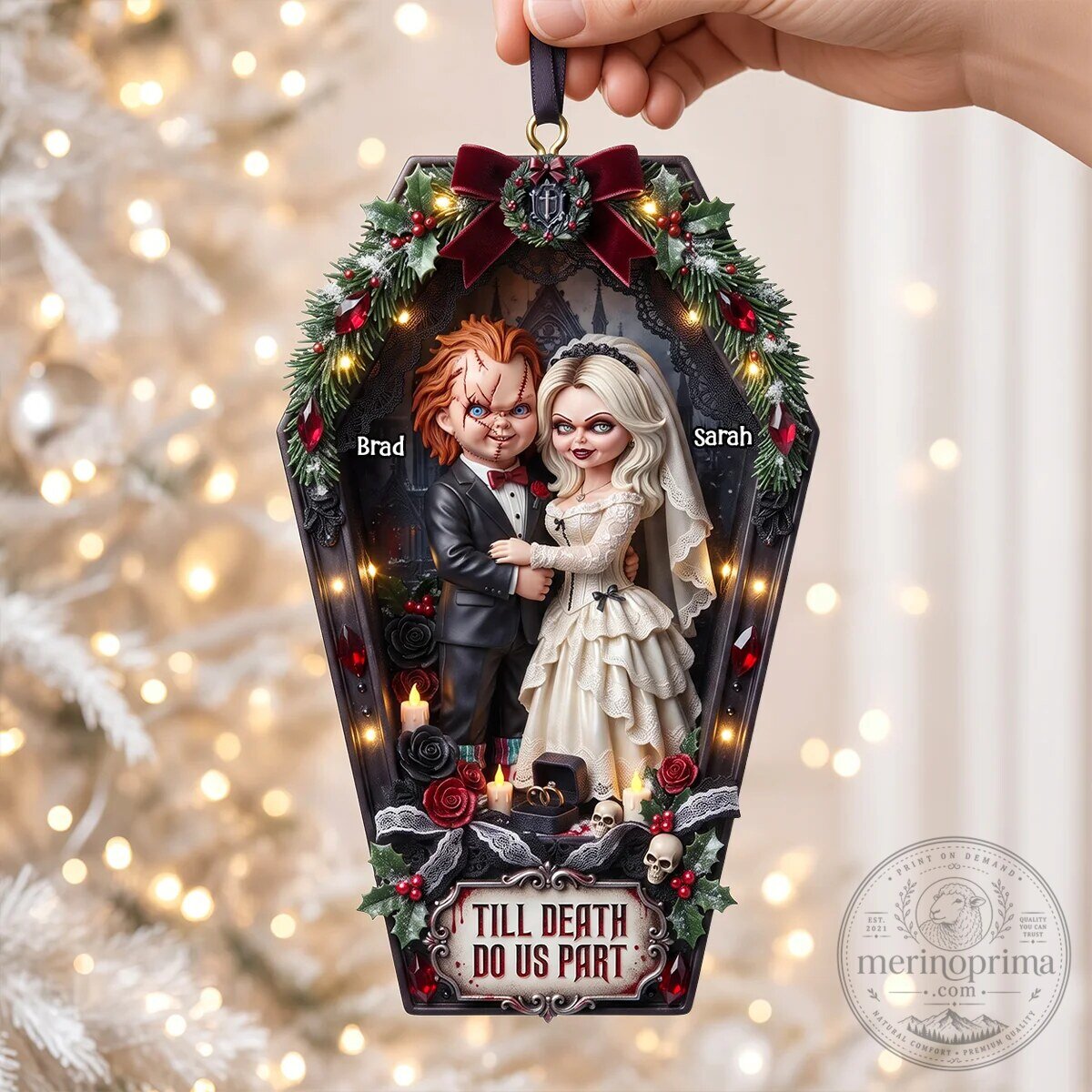 Chucky and Tiffany Till Death Do Us Part Coffin Wedding Ornament 8 Chucky and Tiffany Till Death Do Us Part Coffin Wedding Ornament