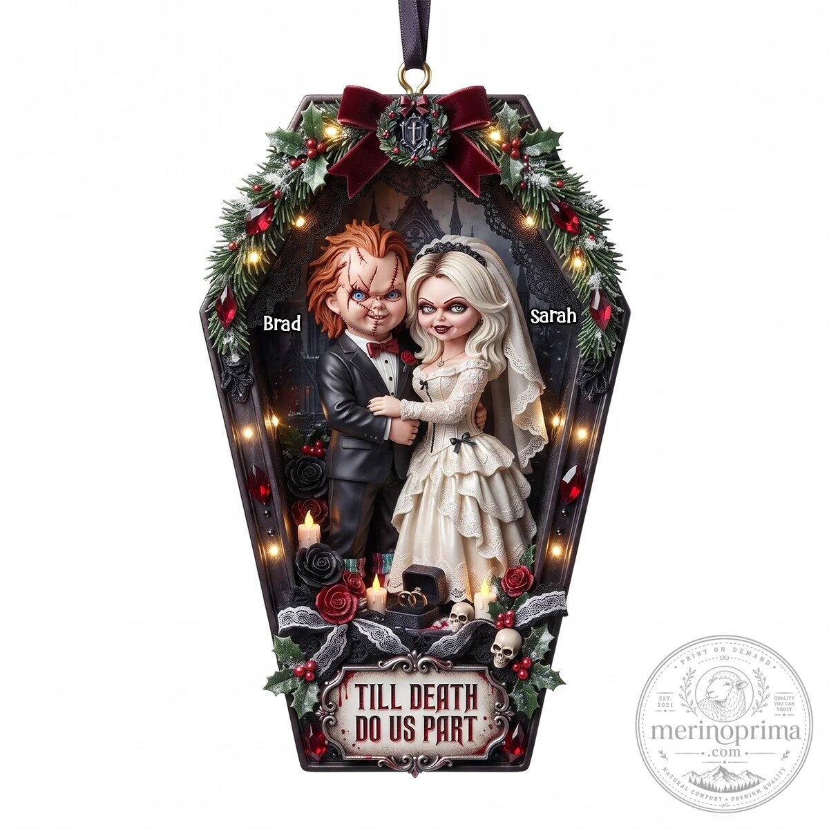 Chucky and Tiffany Till Death Do Us Part Coffin Wedding Ornament 9 Chucky and Tiffany Till Death Do Us Part Coffin Wedding Ornament