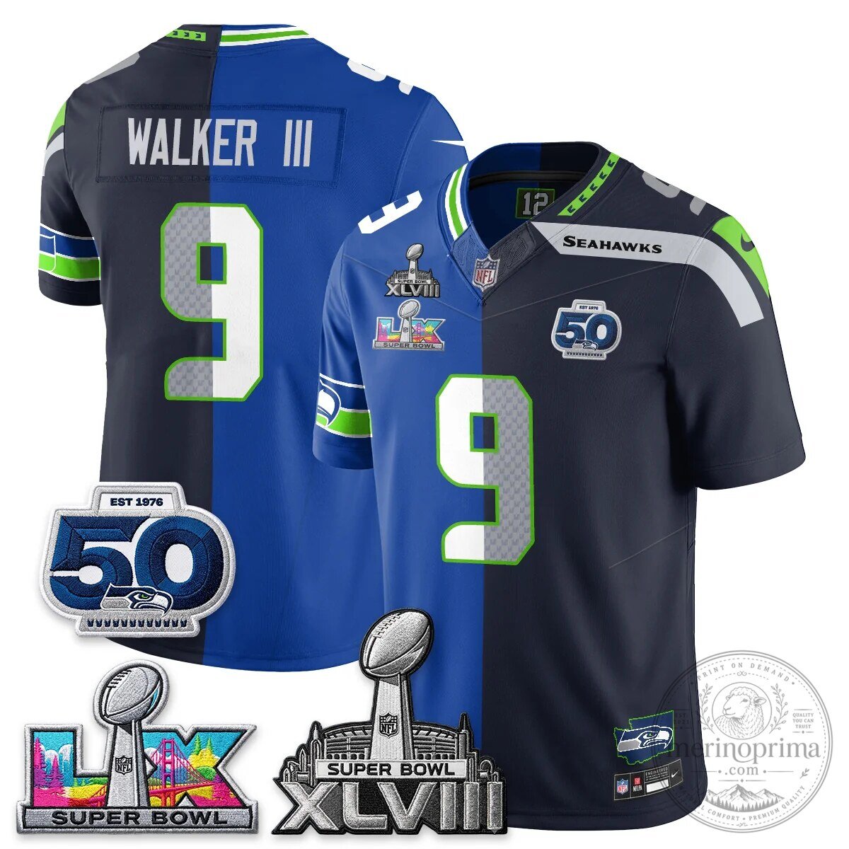 Seattle Seahawks Jaxon Smith-Njigba Super Bowl XLVIII Split Edition Vapor Football Jersey 35 Seattle Seahawks Jaxon Smith-Njigba Super Bowl XLVIII Split Edition Vapor Football Jersey