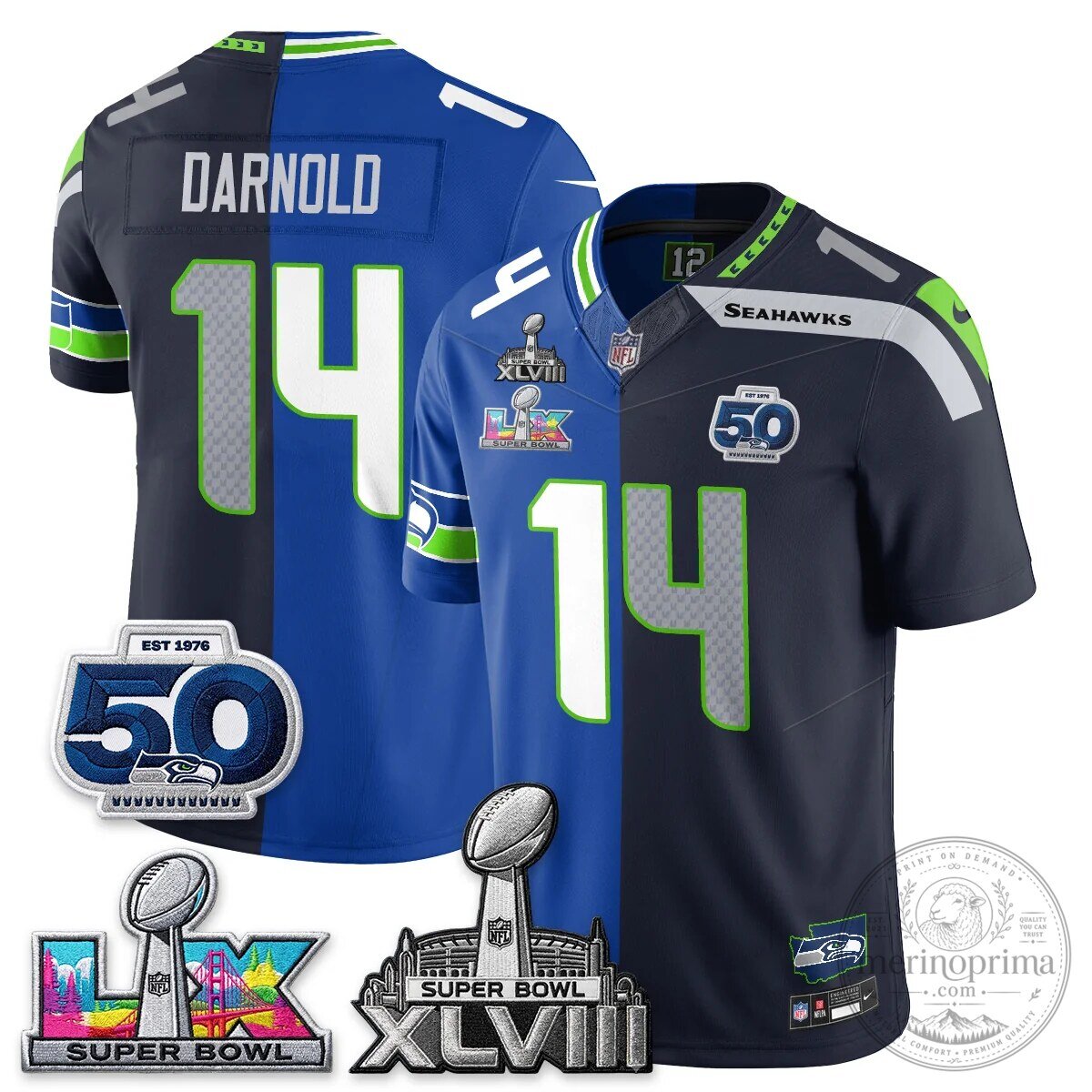 Seattle Seahawks Jaxon Smith-Njigba Super Bowl XLVIII Split Edition Vapor Football Jersey 37 Seattle Seahawks Jaxon Smith-Njigba Super Bowl XLVIII Split Edition Vapor Football Jersey