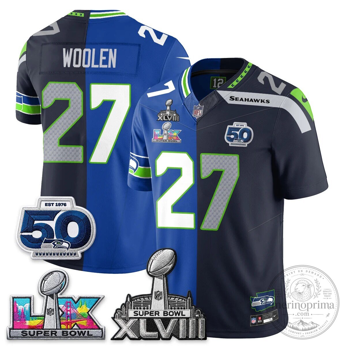 Seattle Seahawks Jaxon Smith-Njigba Super Bowl XLVIII Split Edition Vapor Football Jersey 38 Seattle Seahawks Jaxon Smith-Njigba Super Bowl XLVIII Split Edition Vapor Football Jersey