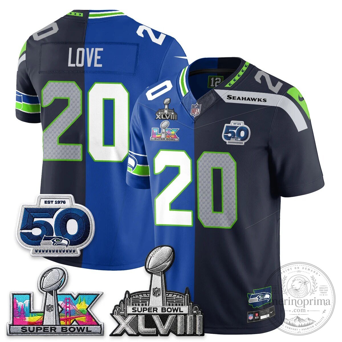 Seattle Seahawks Jaxon Smith-Njigba Super Bowl XLVIII Split Edition Vapor Football Jersey 40 Seattle Seahawks Jaxon Smith-Njigba Super Bowl XLVIII Split Edition Vapor Football Jersey