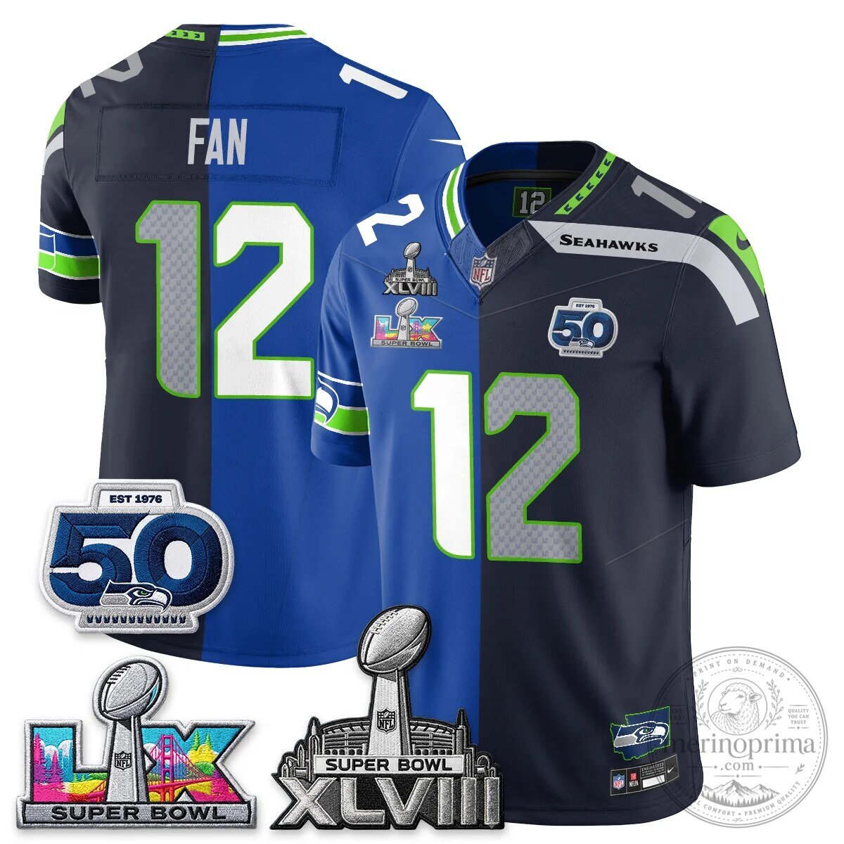 Seattle Seahawks Jaxon Smith-Njigba Super Bowl XLVIII Split Edition Vapor Football Jersey 42 Seattle Seahawks Jaxon Smith-Njigba Super Bowl XLVIII Split Edition Vapor Football Jersey