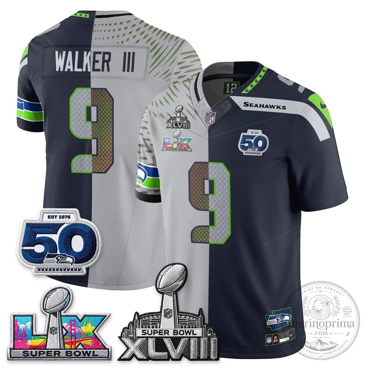 Seattle Seahawks Jaxon Smith-Njigba Super Bowl XLVIII Split Edition Vapor Football Jersey 45 Seattle Seahawks Jaxon Smith-Njigba Super Bowl XLVIII Split Edition Vapor Football Jersey