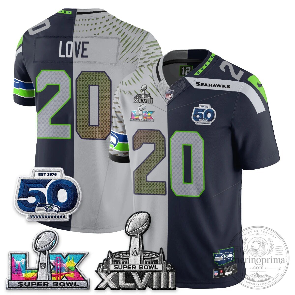 Seattle Seahawks Jaxon Smith-Njigba Super Bowl XLVIII Split Edition Vapor Football Jersey 50 Seattle Seahawks Jaxon Smith-Njigba Super Bowl XLVIII Split Edition Vapor Football Jersey
