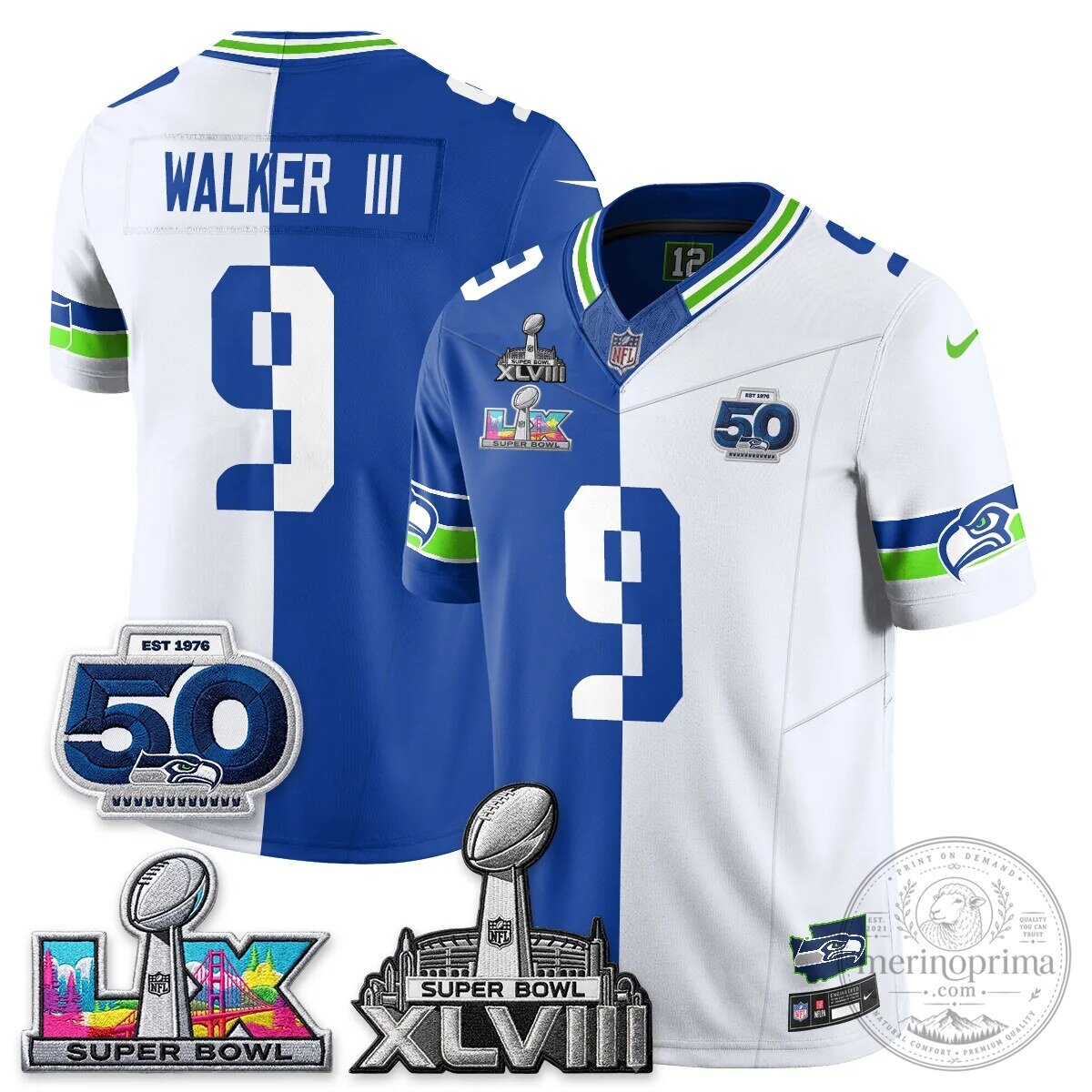 Seattle Seahawks Jaxon Smith-Njigba Super Bowl XLVIII Split Edition Vapor Football Jersey 55 Seattle Seahawks Jaxon Smith-Njigba Super Bowl XLVIII Split Edition Vapor Football Jersey