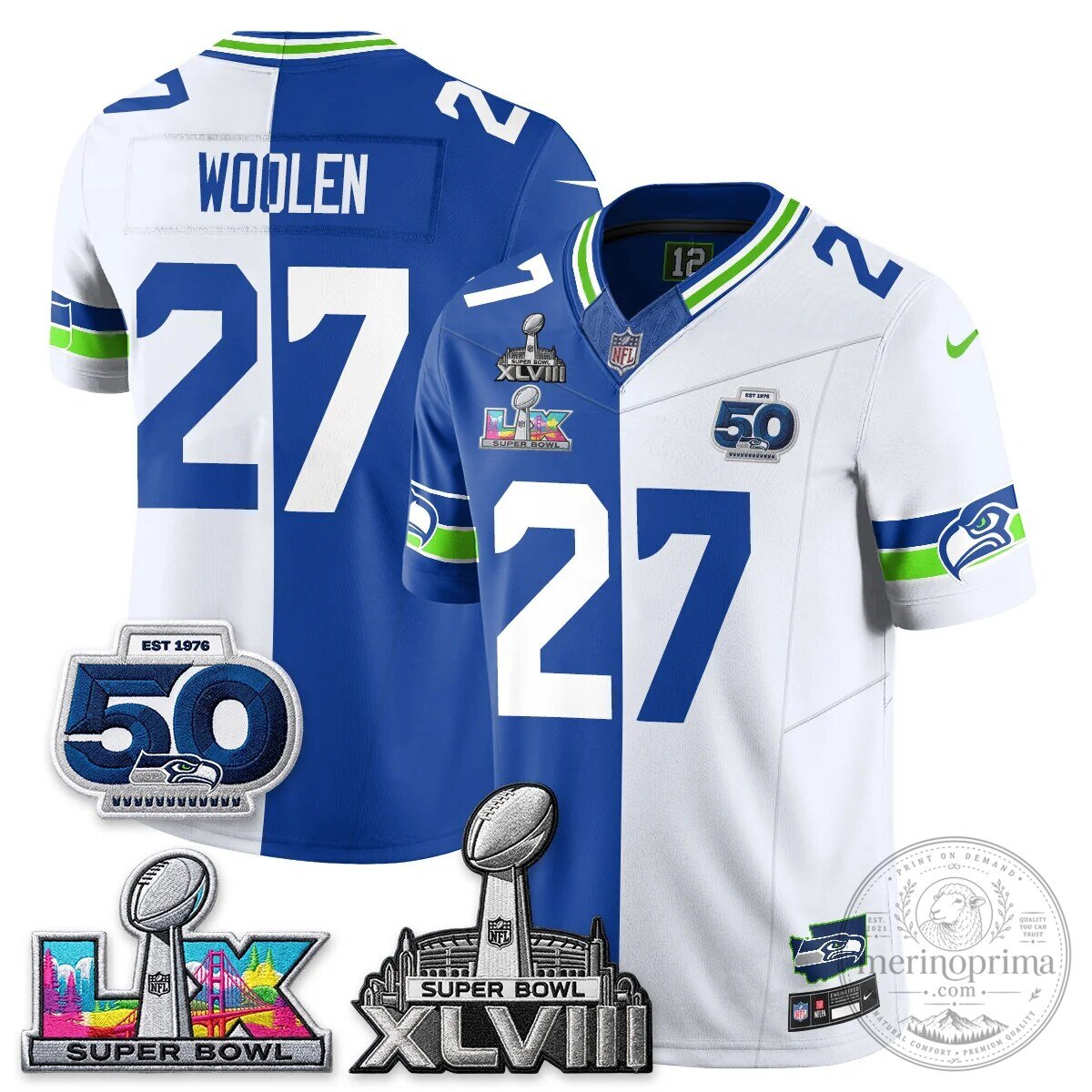 Seattle Seahawks Jaxon Smith-Njigba Super Bowl XLVIII Split Edition Vapor Football Jersey 58 Seattle Seahawks Jaxon Smith-Njigba Super Bowl XLVIII Split Edition Vapor Football Jersey