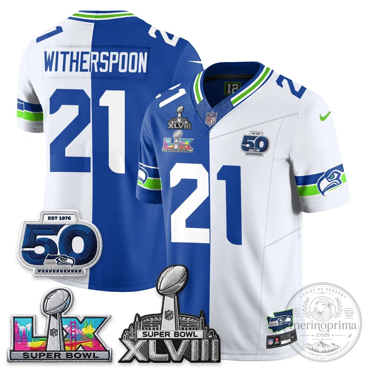Seattle Seahawks Jaxon Smith-Njigba Super Bowl XLVIII Split Edition Vapor Football Jersey 59 Seattle Seahawks Jaxon Smith-Njigba Super Bowl XLVIII Split Edition Vapor Football Jersey