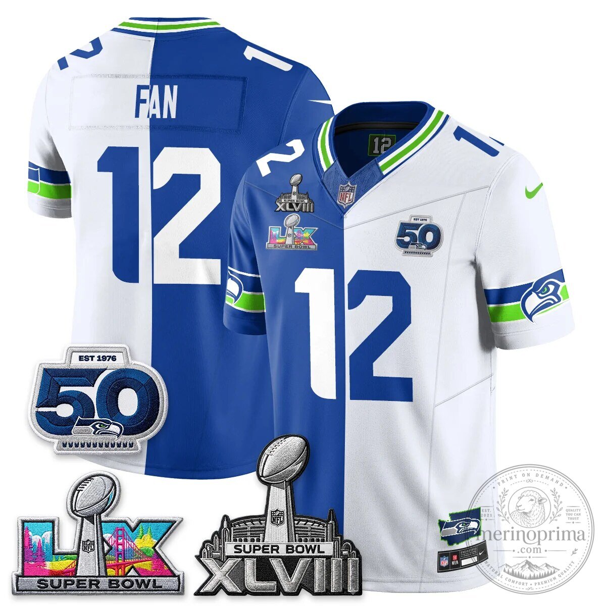 Seattle Seahawks Jaxon Smith-Njigba Super Bowl XLVIII Split Edition Vapor Football Jersey 62 Seattle Seahawks Jaxon Smith-Njigba Super Bowl XLVIII Split Edition Vapor Football Jersey