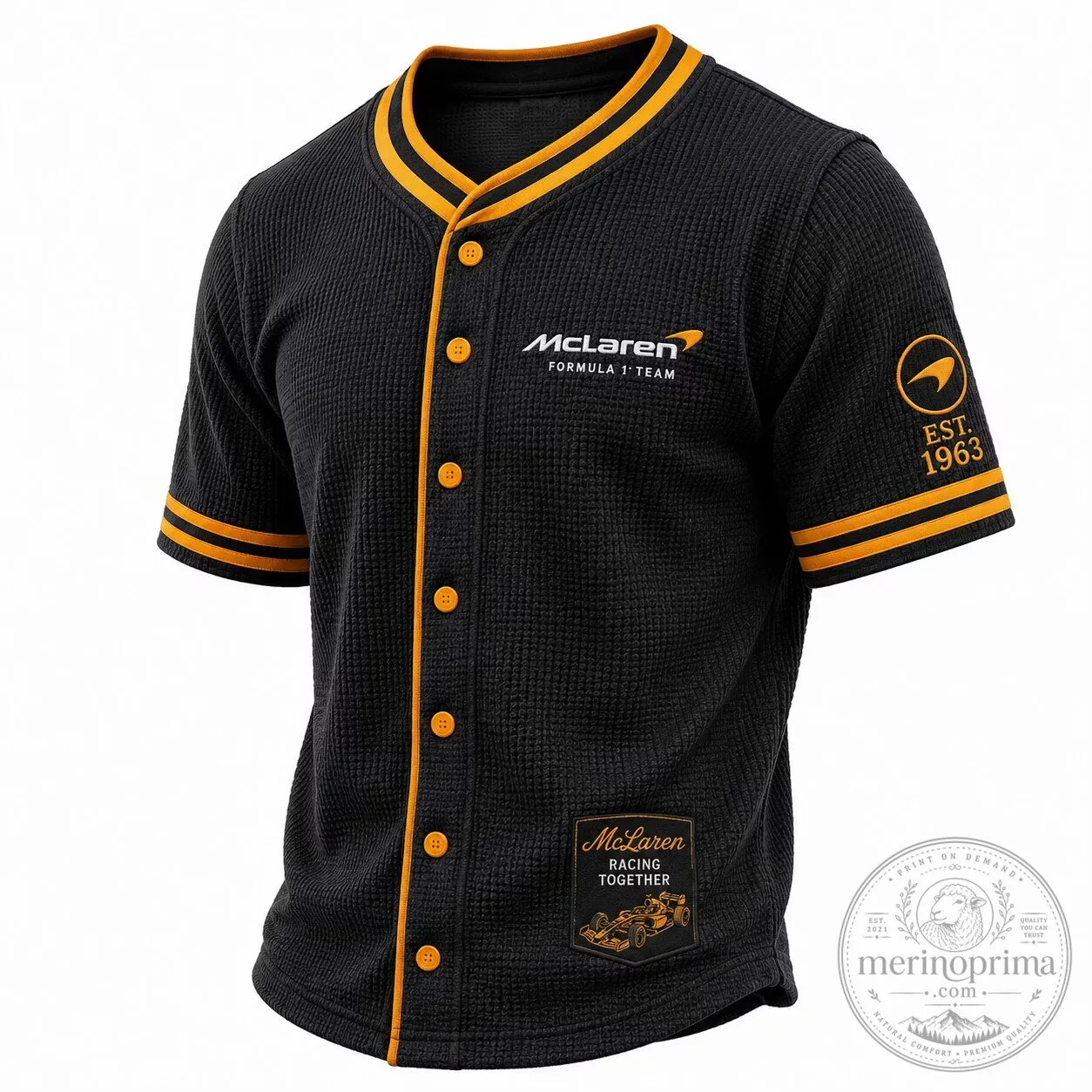 McLaren Formula 1 Team Black Waffle Knit Baseball Jersey