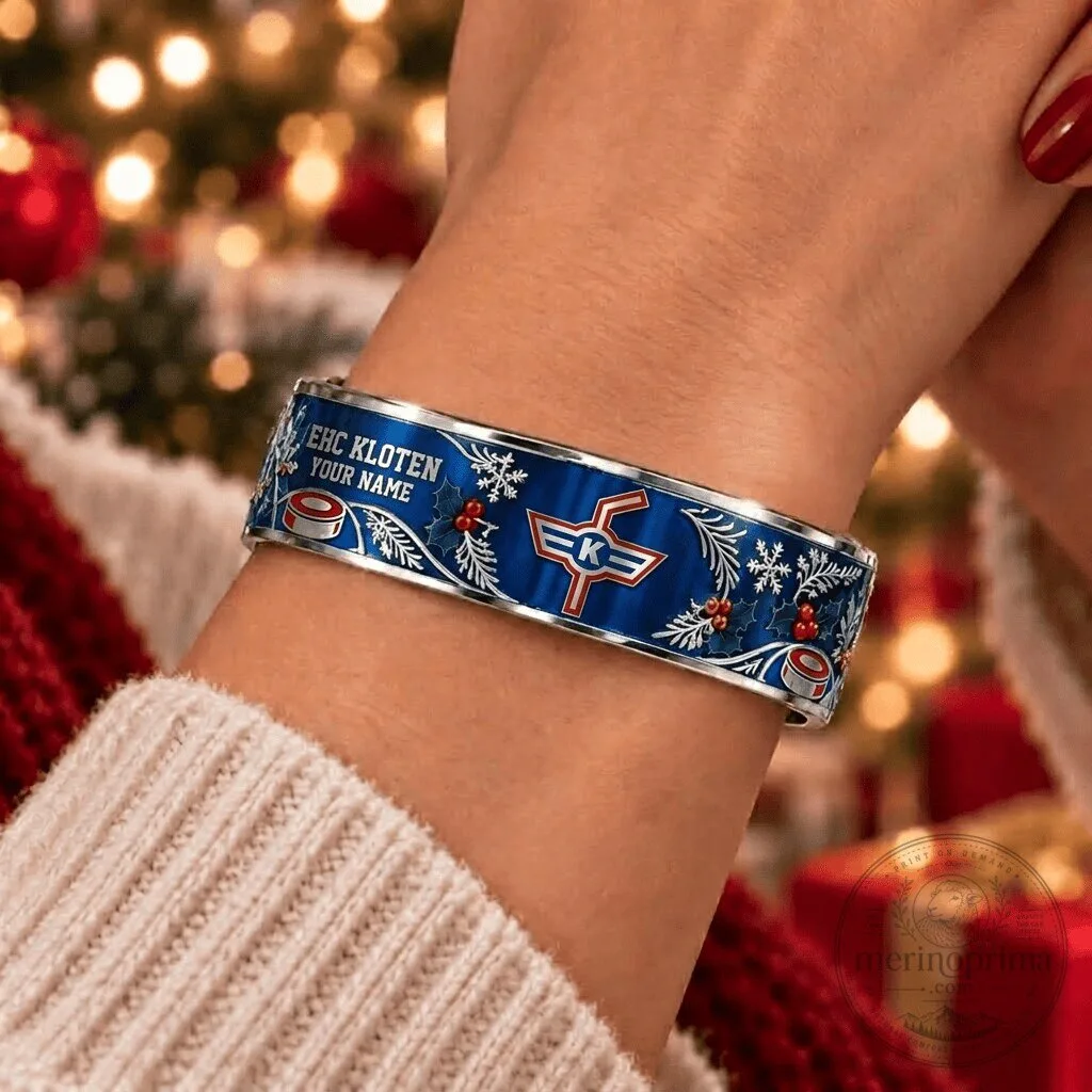 EHC Kloten National League Christmas Bracelet Custom Name Gift for Hockey Fan