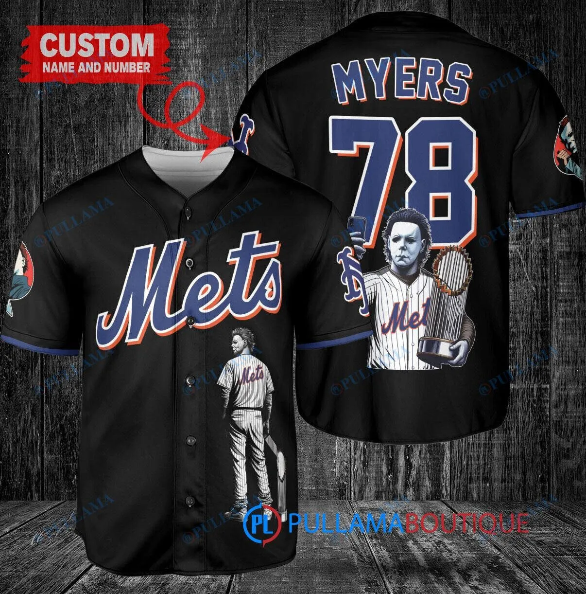 New York Mets Baseball Michael Myers Halloween World Series Trophy Jersey