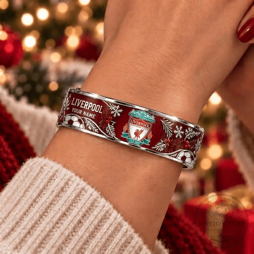 Liverpool Football Club Christmas Custom Name Bangle Bracelet