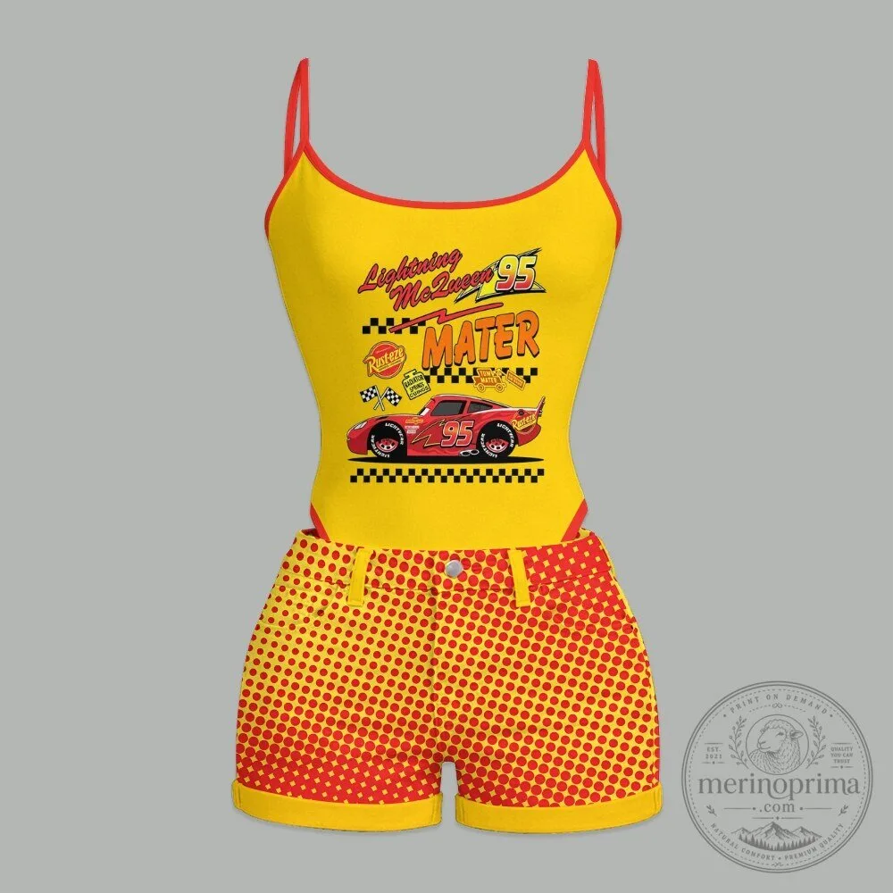 Lightning McQueen Mater Bodysuit and Shorts Two-Piece Set