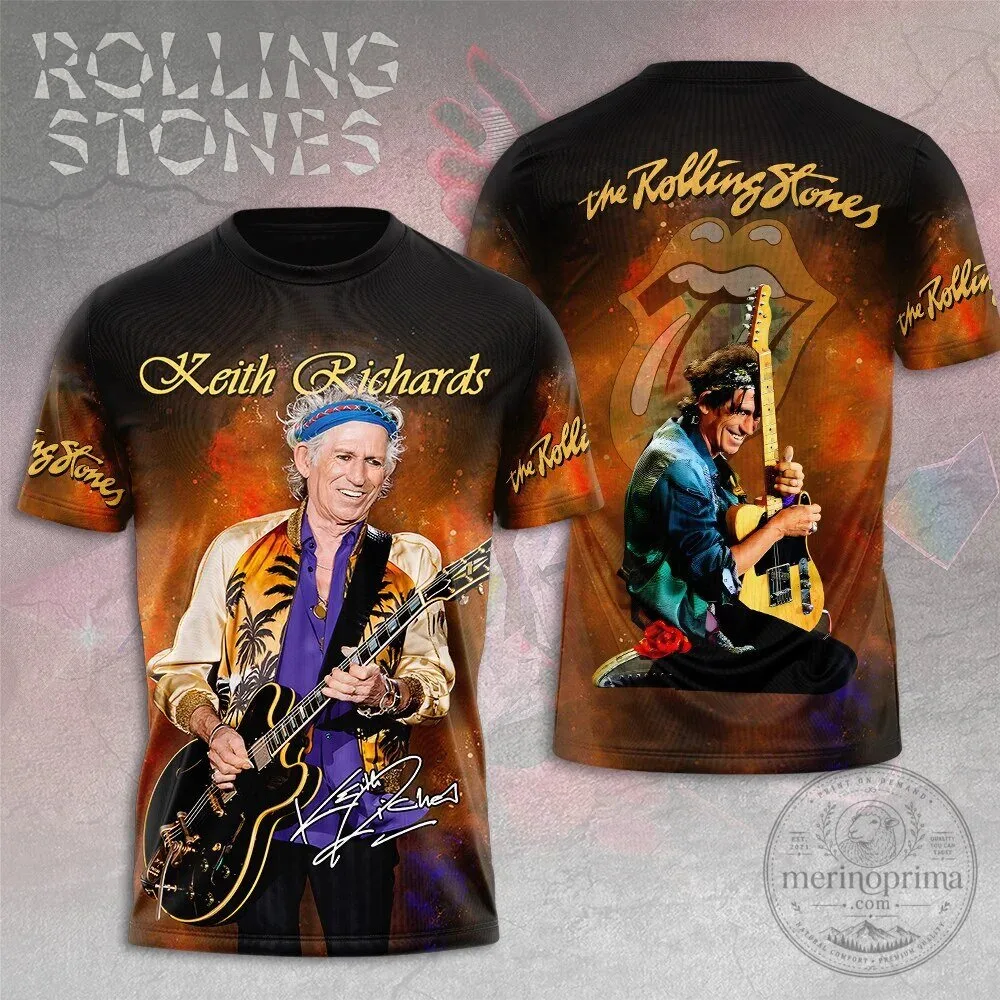 Rolling Stones Keith Richards Guitarist Rock Band Music Fan T-Shirt