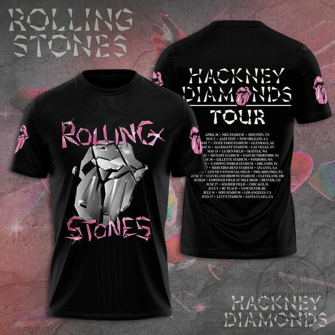 T-Shirt for 2024 Hackney Diamonds Tour by Rolling Stones - Concert Schedule Design