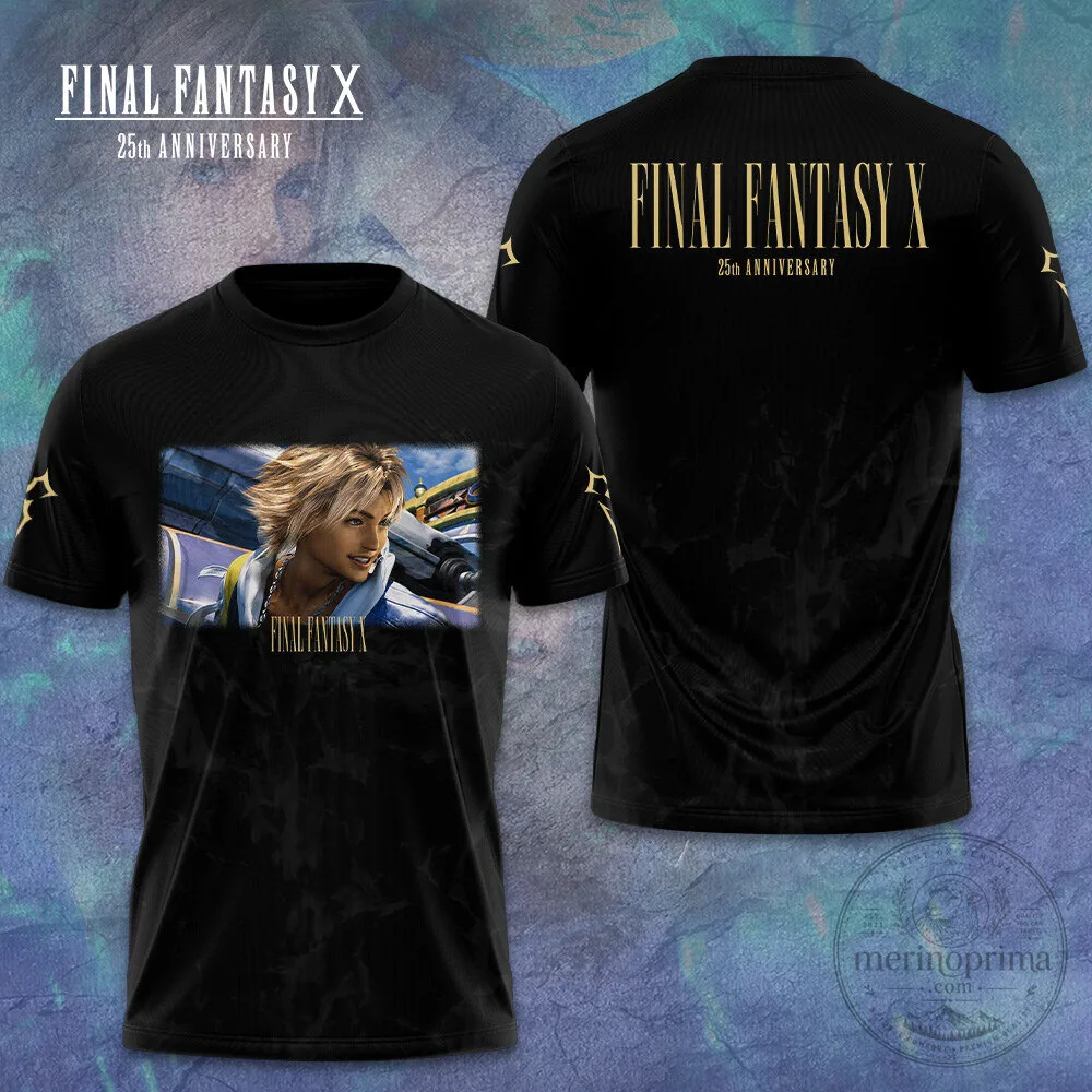 Final Fantasy X Tidus 25th Anniversary Black Graphic T-Shirt