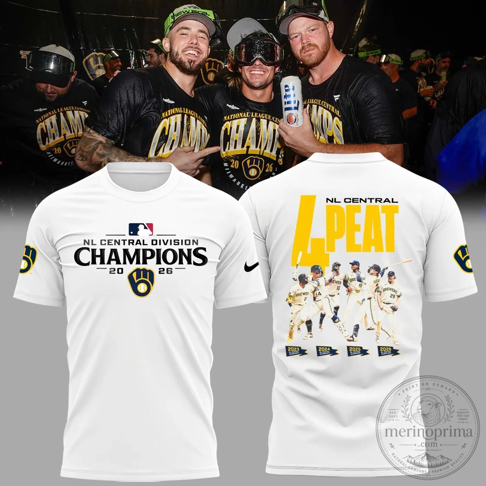 Milwaukee Brewers 2026 NL Central Division Champions White T-Shirt