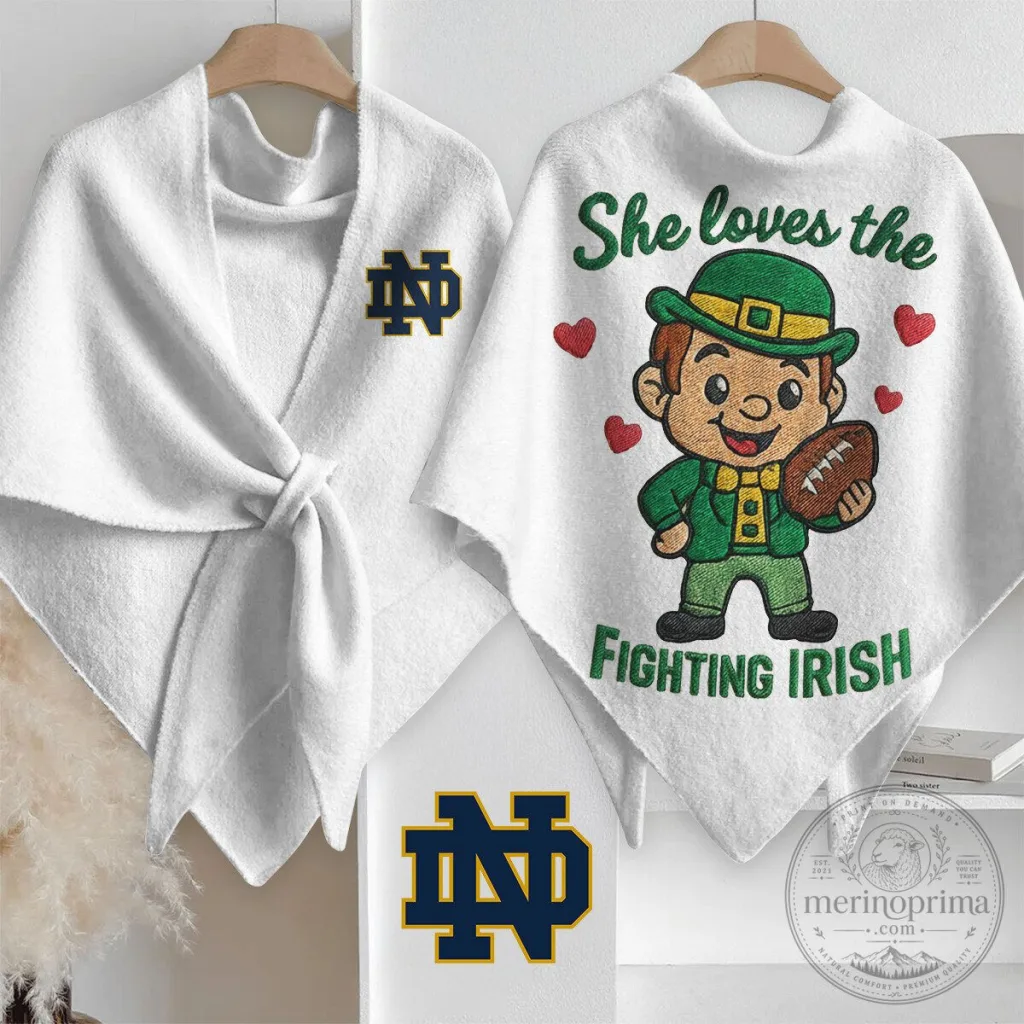 Notre Dame Fighting Irish She Loves The Fighting Irish Leprechaun Scarf Notre Dame Fighting Irish She Loves The Fighting Irish Leprechaun Scarf