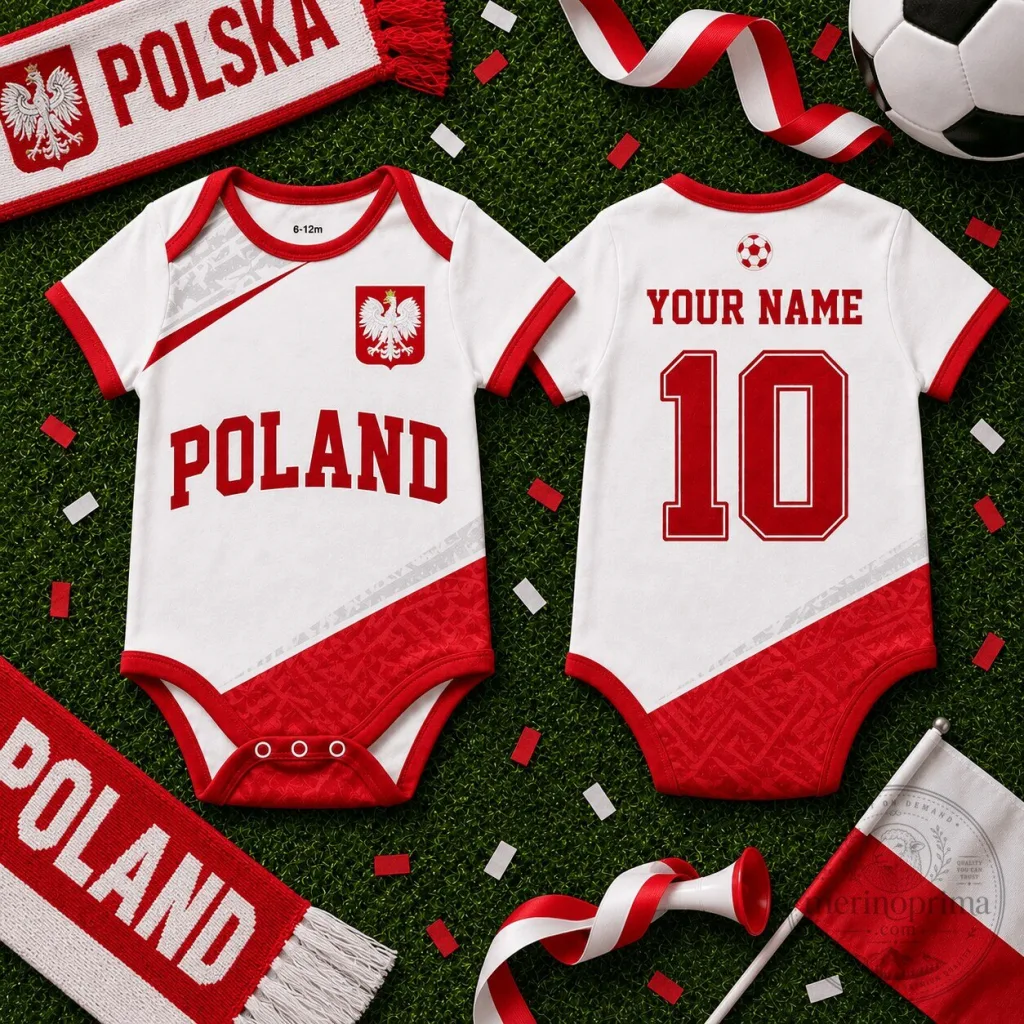 Poland National Football Team Baby Bodysuit Infant Soccer Fan Apparel Poland National Football Team Baby Bodysuit Infant Soccer Fan Apparel