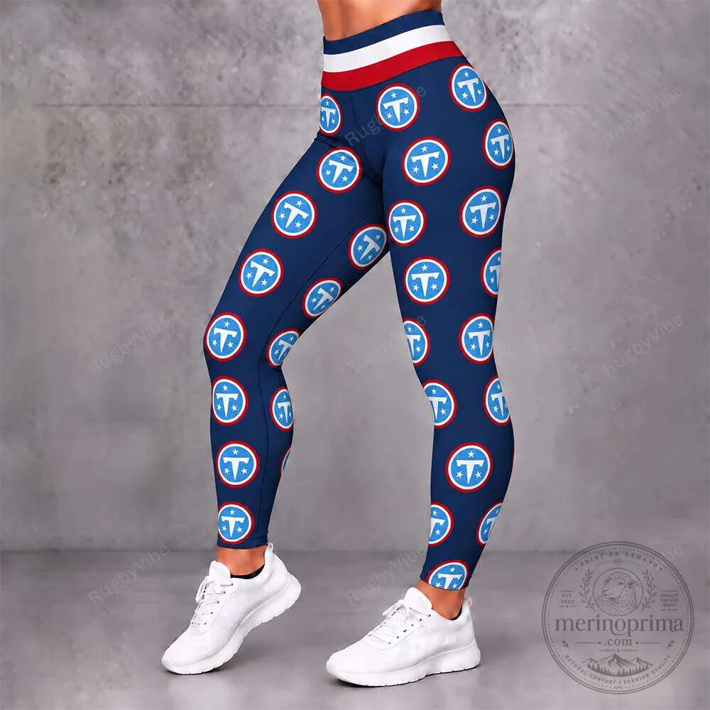 Tennessee Titans Football Team Logo Pattern Blue Womens Leggings