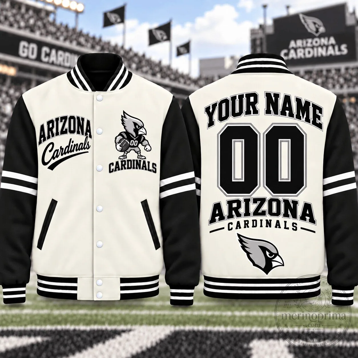 Arizona Cardinals Personalized Name And Number Varsity Jacket