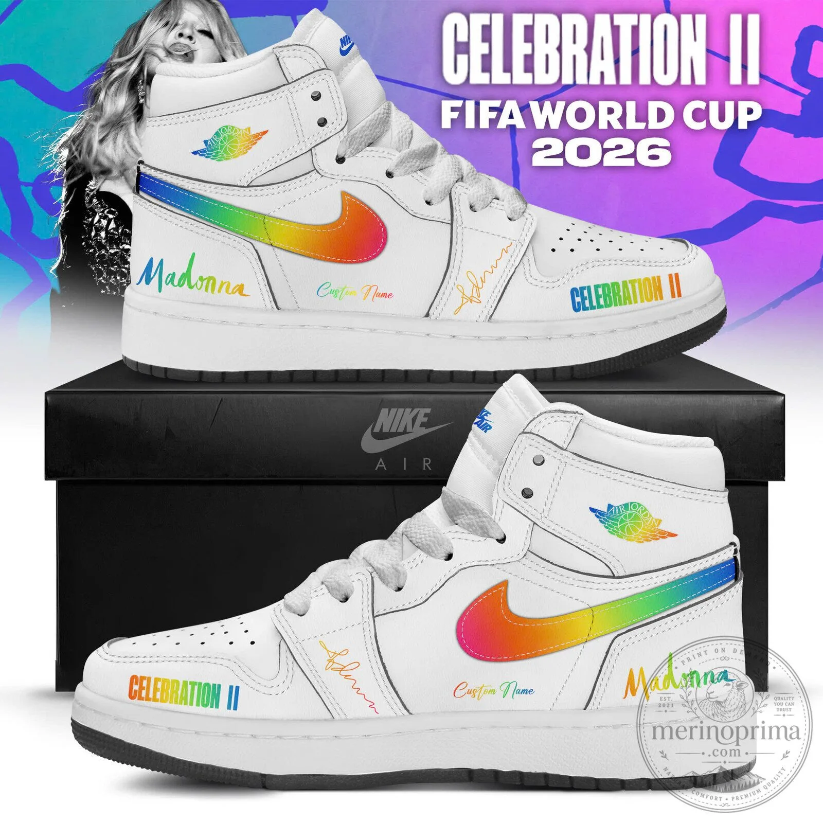 Madonna Celebration II FIFA World Cup 2026 Custom Name Sneakers