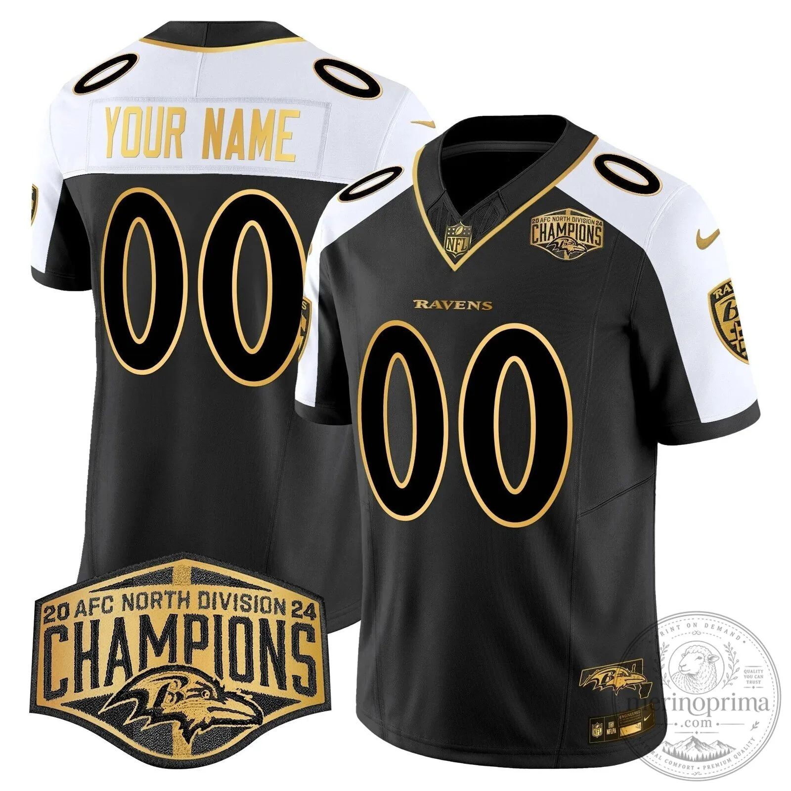 2024 AFC North Division Champions Black Jersey for Baltimore Ravens Football Fans 9 2024 AFC North Division Champions Black Jersey for Baltimore Ravens Football Fans