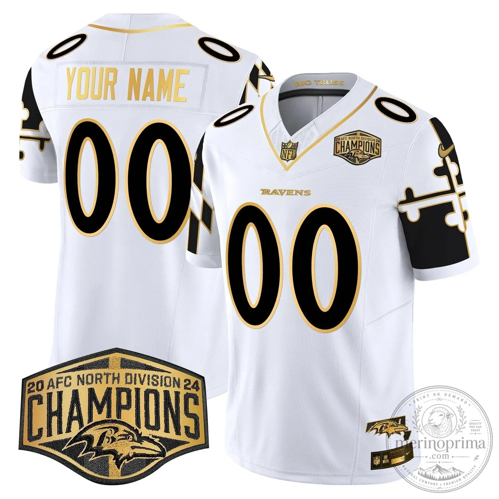 2024 AFC North Division Champions Black Jersey for Baltimore Ravens Football Fans 10 2024 AFC North Division Champions Black Jersey for Baltimore Ravens Football Fans