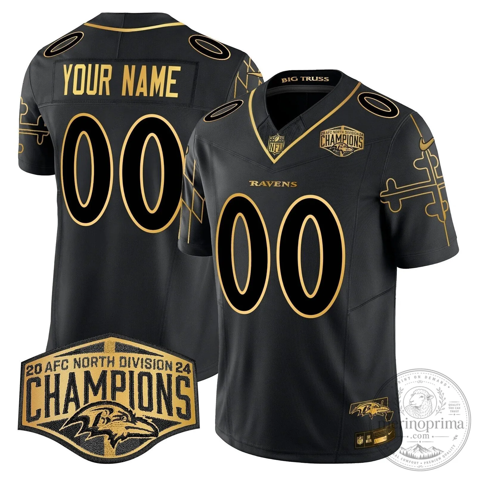 2024 AFC North Division Champions Black Jersey for Baltimore Ravens Football Fans 11 2024 AFC North Division Champions Black Jersey for Baltimore Ravens Football Fans