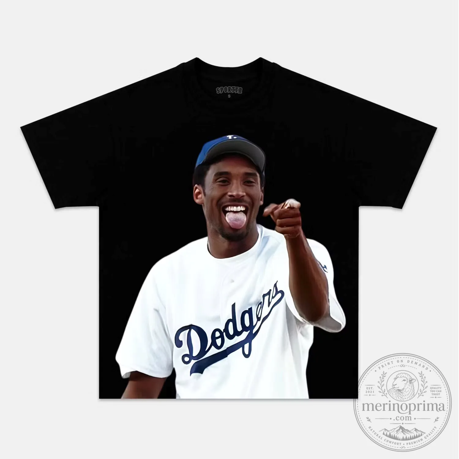 Kobe Bryant Los Angeles Dodgers Baseball Jersey Style Black T-Shirt