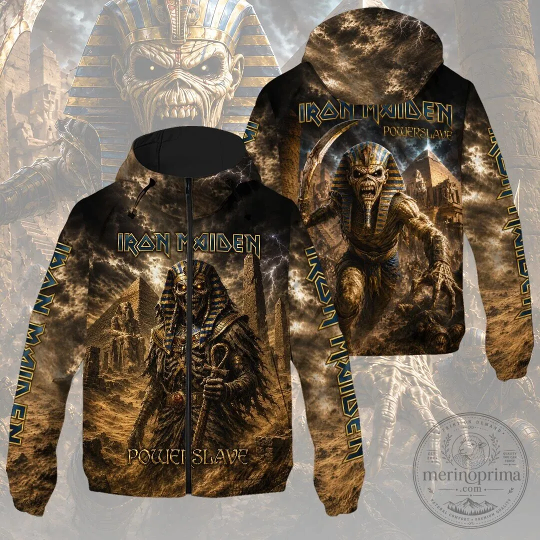 Iron Maiden Powerslave Album Art Heavy Metal Music Windbreaker Jacket
