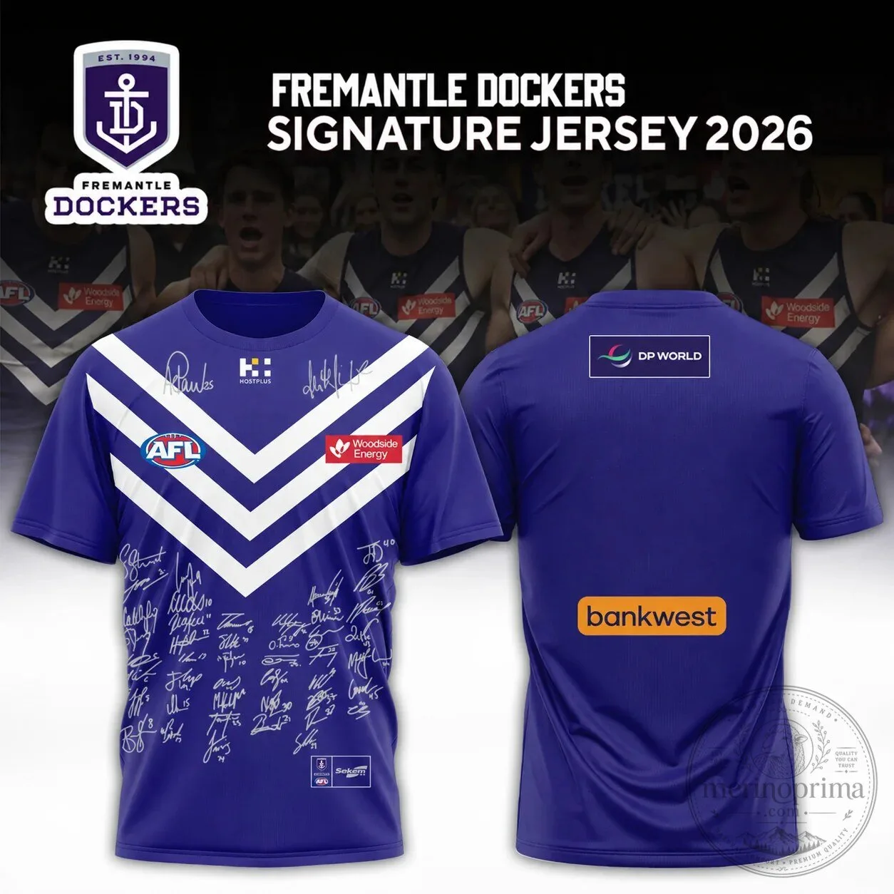 Fremantle Dockers 2026 AFL Team Signed Replica Football Jersey