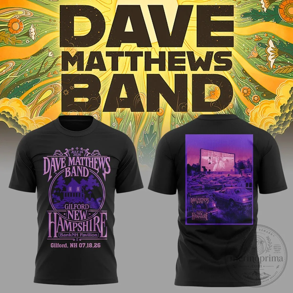 Dave Matthews Band Gilford New Hampshire 2026 Concert T-Shirt 2 Dave Matthews Band Gilford New Hampshire 2026 Concert T-Shirt