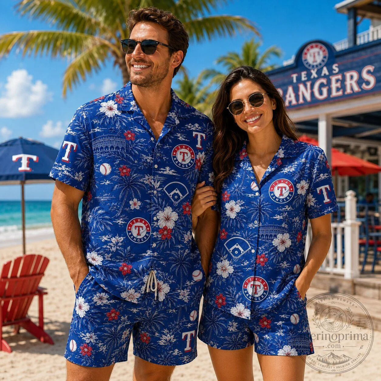 Texas Rangers Baseball Hawaiian Shirt and Shorts Set