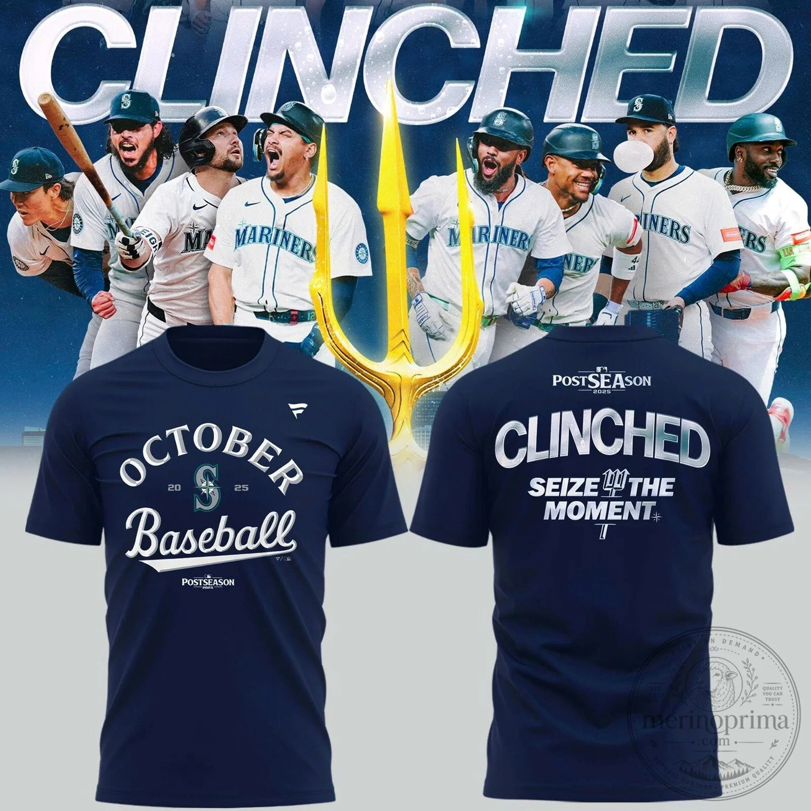 Seattle Mariners Baseball October Clinched Postseason T-Shirt