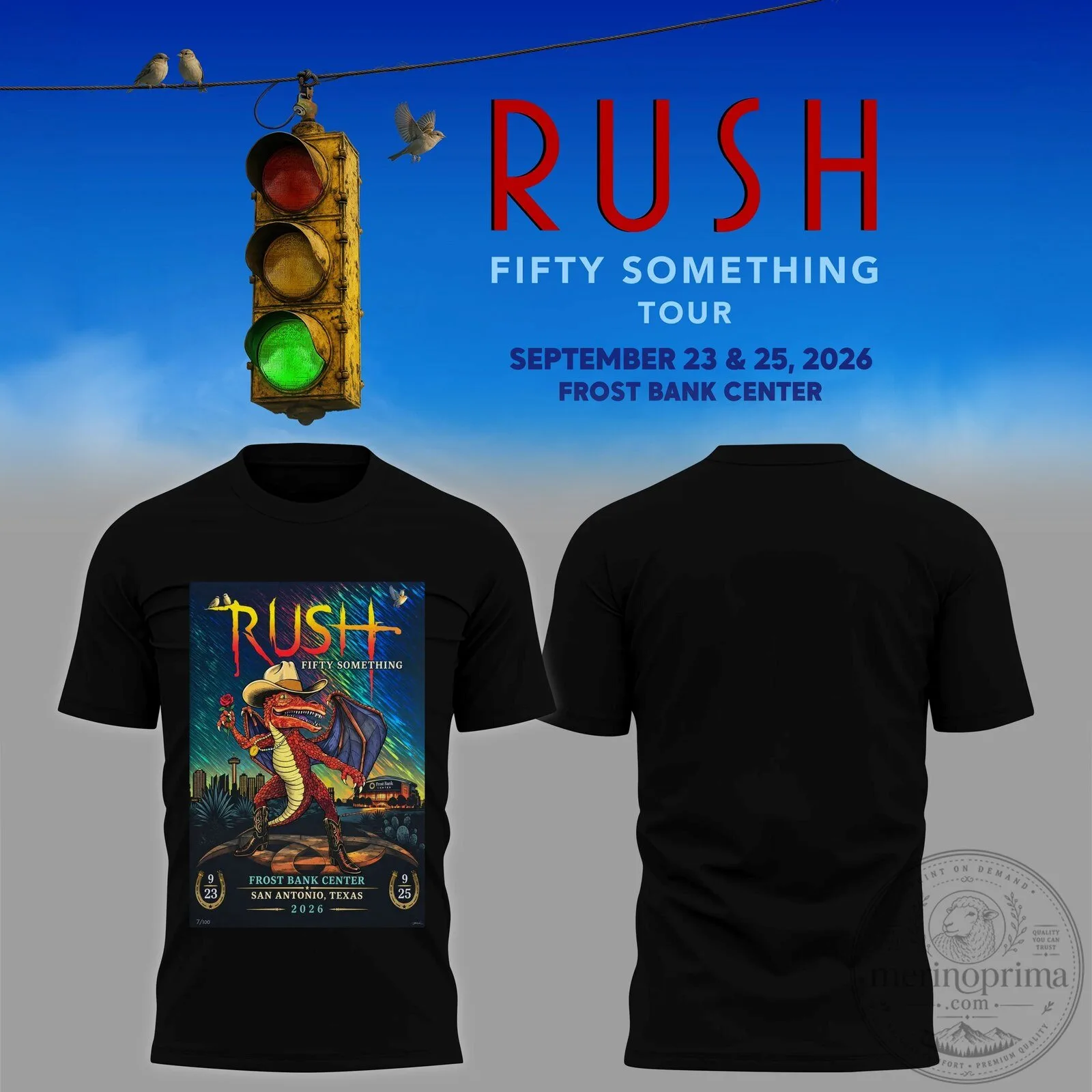 Rush Fifty Something Tour 2026 San Antonio Concert Dates T-Shirt