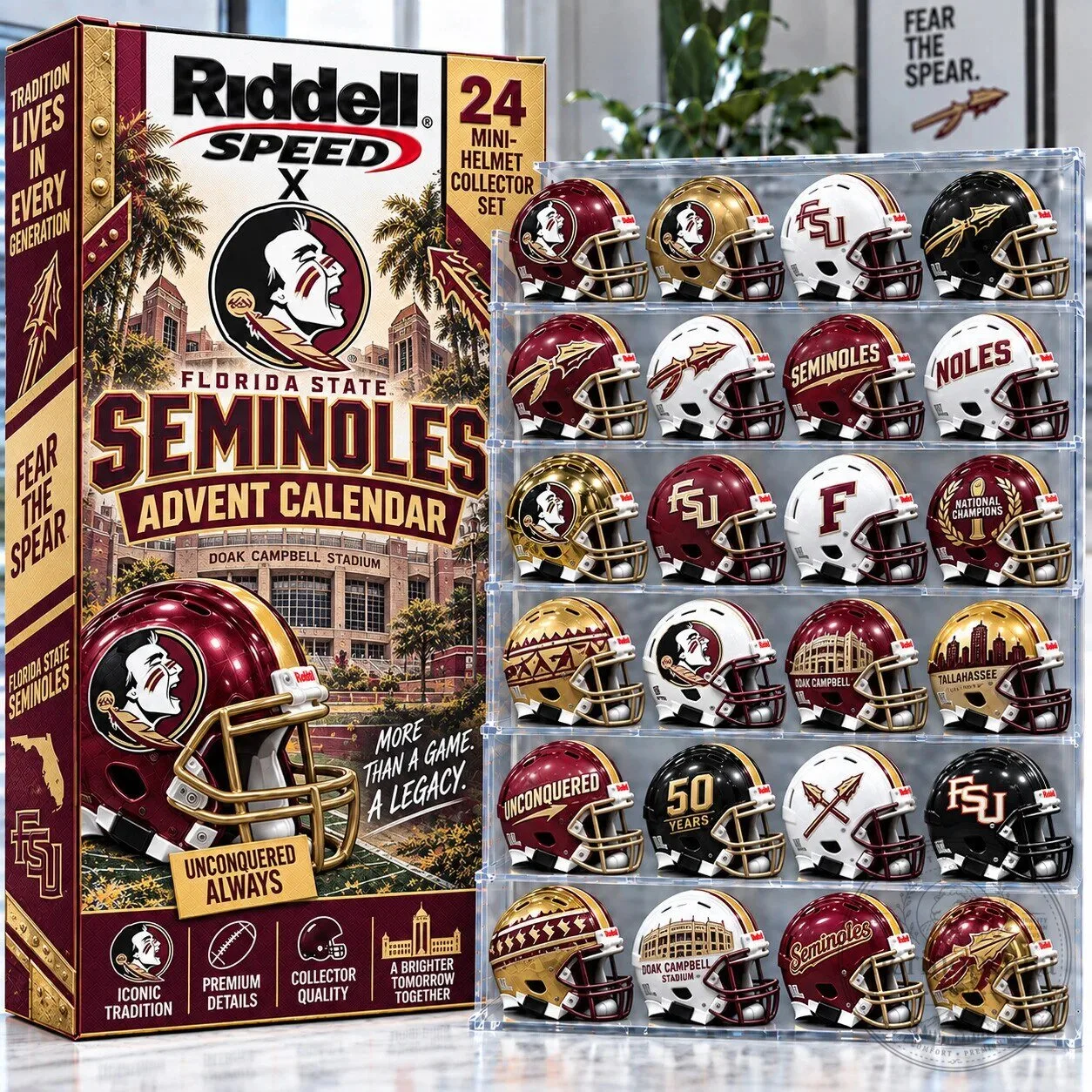 Florida State Seminoles Mini Football Helmet Advent Calendar Collector Set
