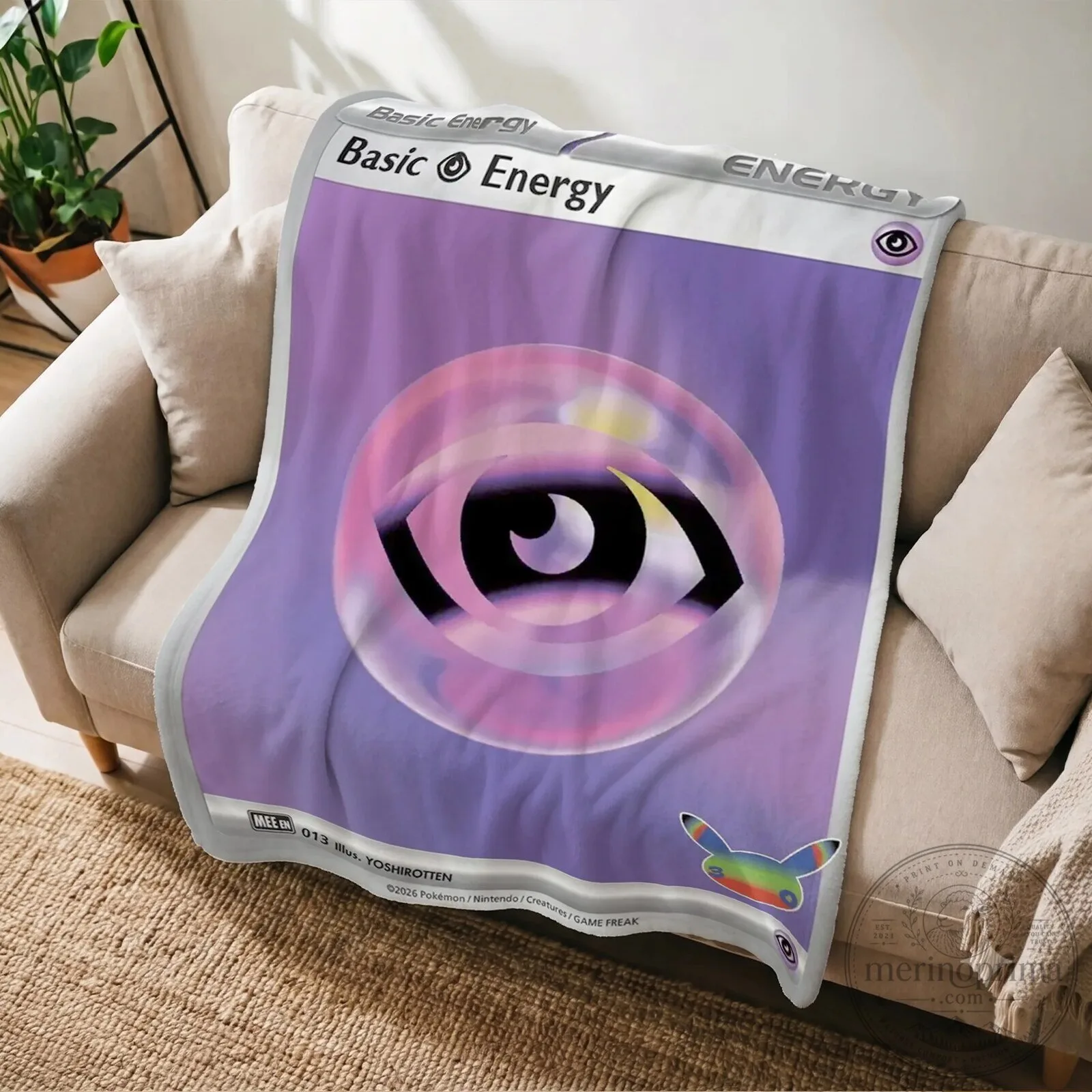 Pokemon Basic Energy Card 30th Anniversary Custom Fleece Blanket