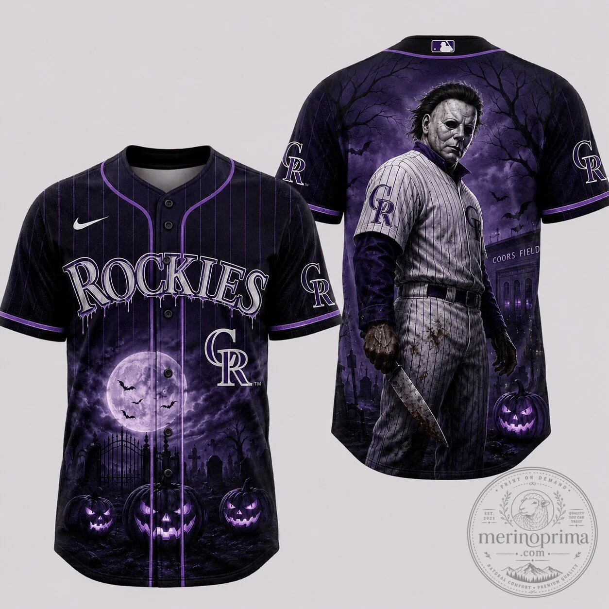 Colorado Rockies Baseball Michael Myers Halloween Jersey