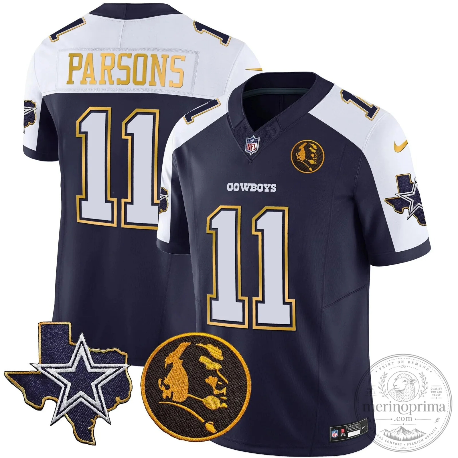 John Madden Dallas Cowboys Micah Parsons Navy Football Jersey
