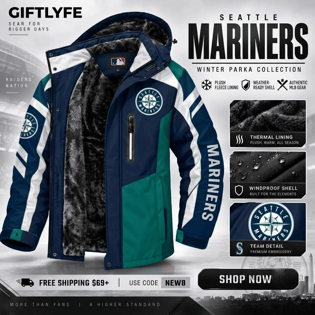 Seattle Mariners Major League Baseball Winter Parka Jacket with Plush Fleece Lining