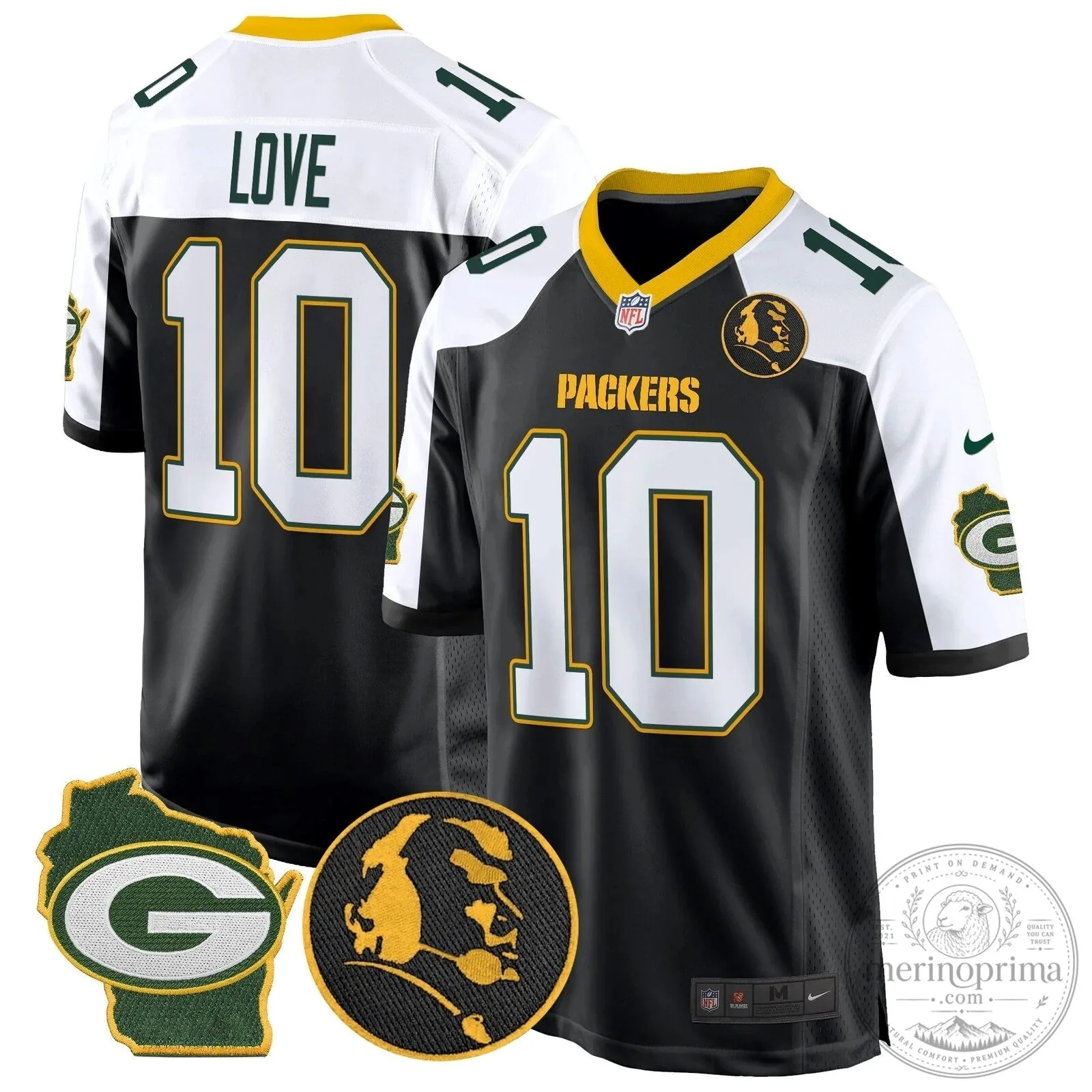 John Madden Green Bay Packers Jordan Love Number 10 Stitched Football Jersey