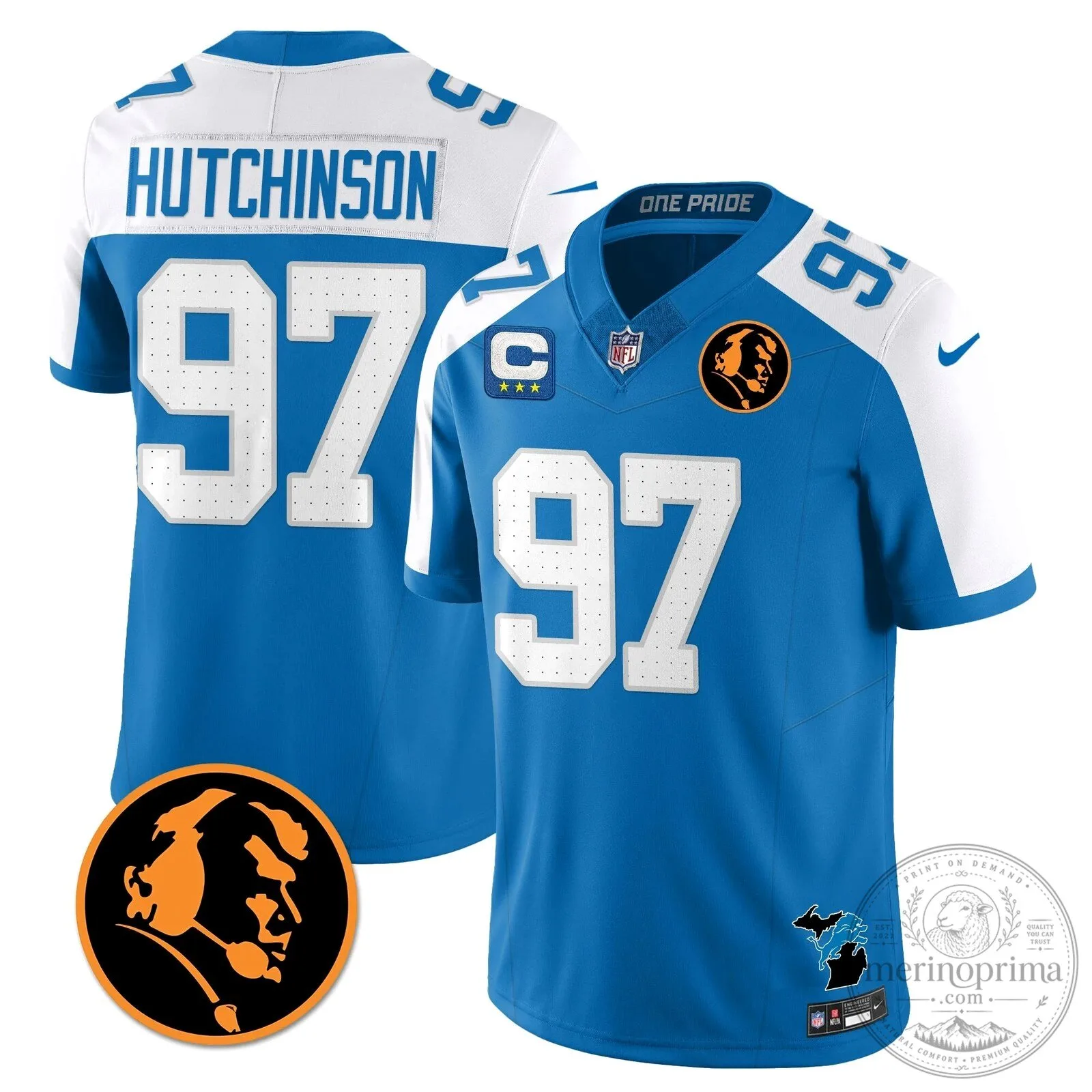John Madden Detroit Lions Aidan Hutchinson Number 97 Football Jersey
