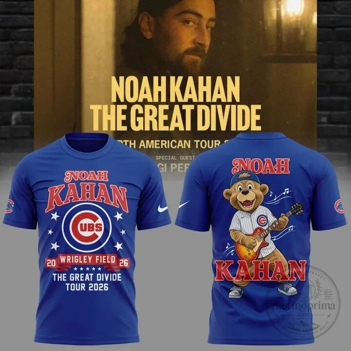 Noah Kahan The Great Divide Tour 2026 Wrigley Field Chicago Cubs T-Shirt