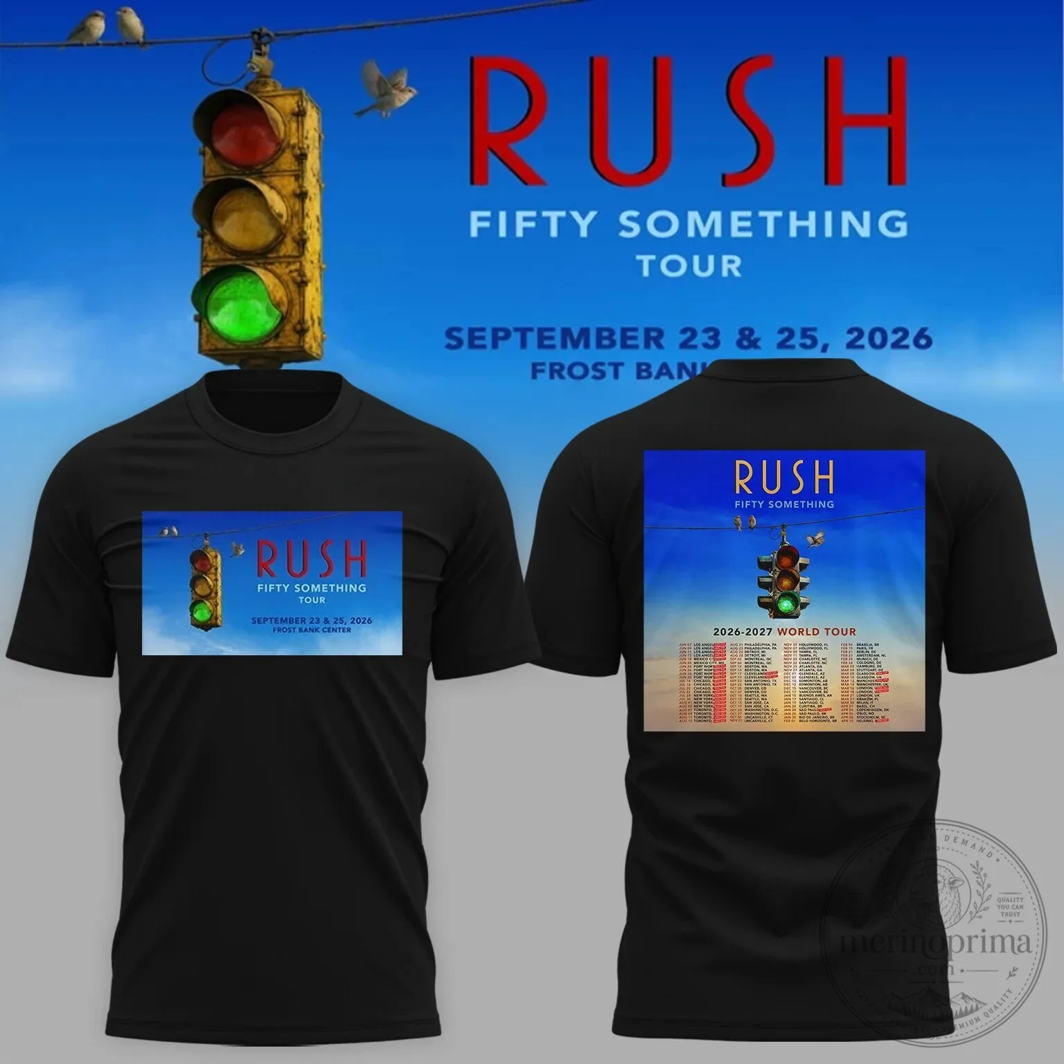 Black Graphic T-Shirt for Rush Fifty Something Tour 2026 Concert Dates