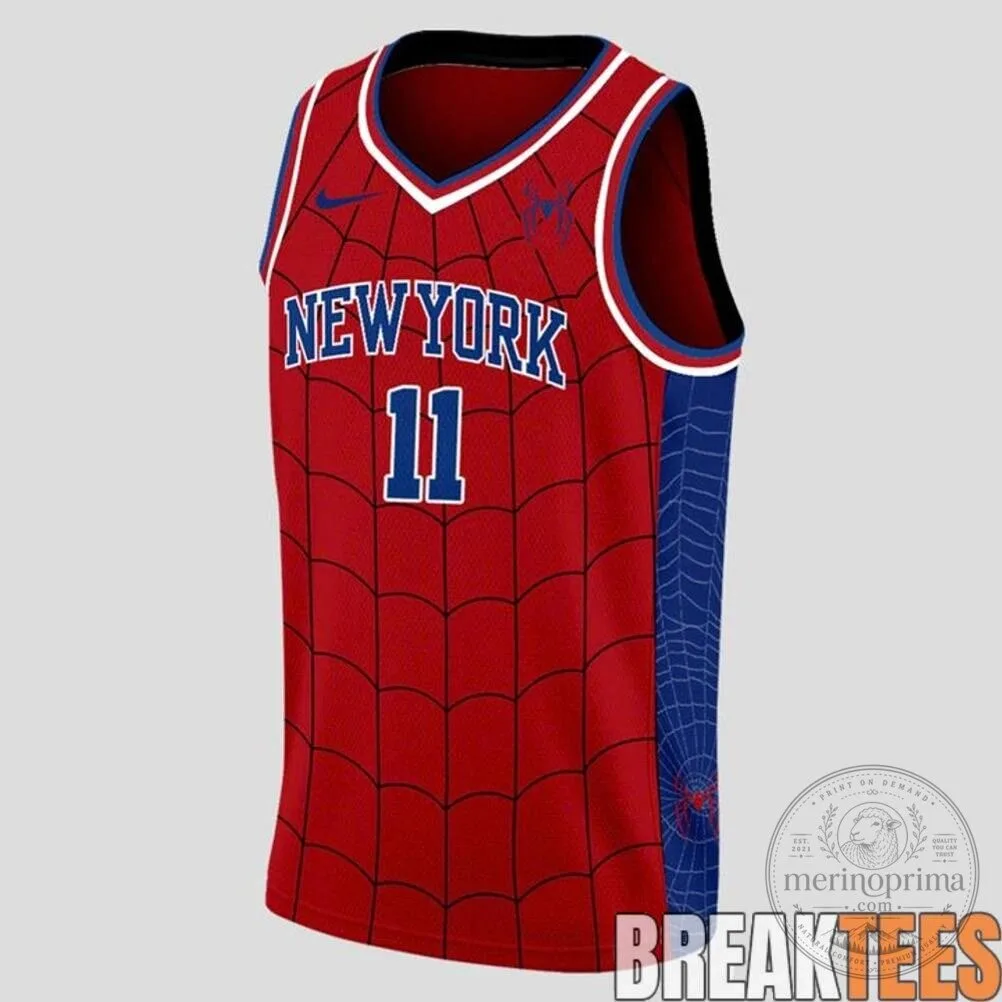 New York Knicks Jalen Brunson Spider-Man Basketball Jersey 8 New York Knicks Jalen Brunson Spider-Man Basketball Jersey