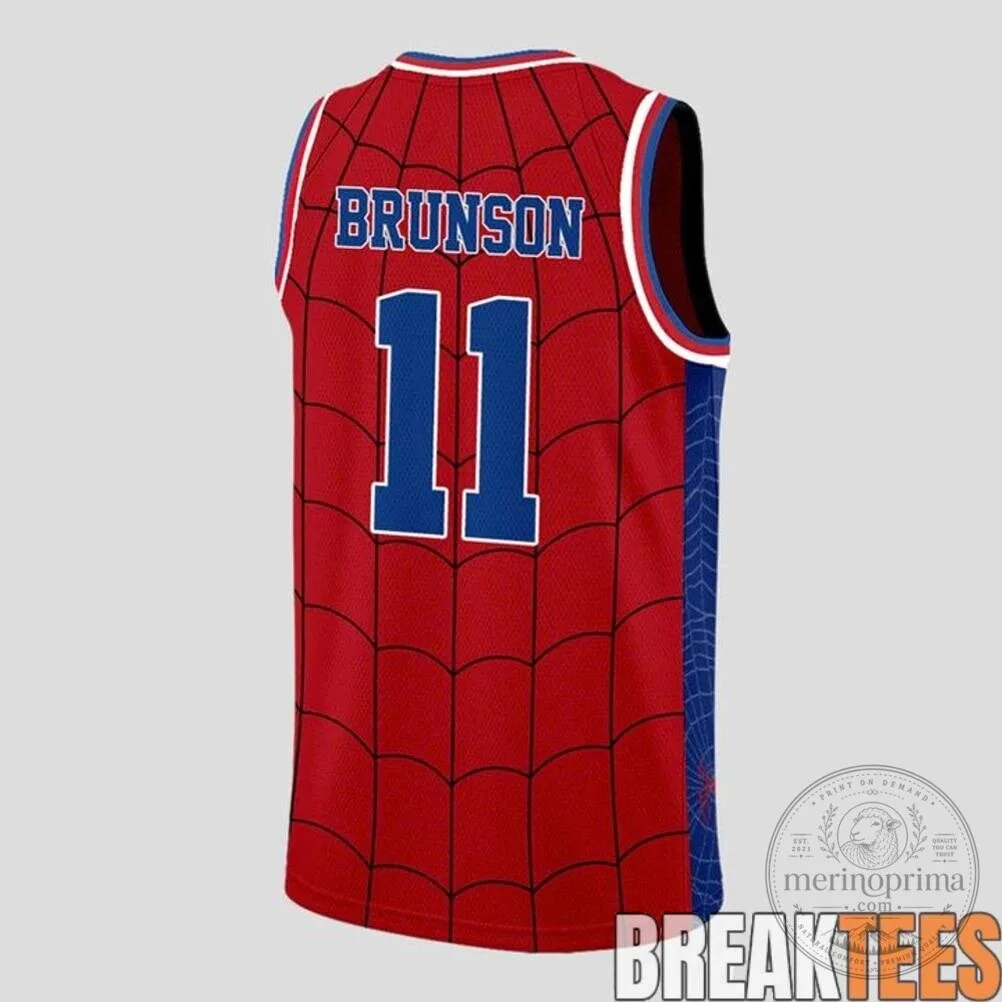 New York Knicks Jalen Brunson Spider-Man Basketball Jersey 9 New York Knicks Jalen Brunson Spider-Man Basketball Jersey